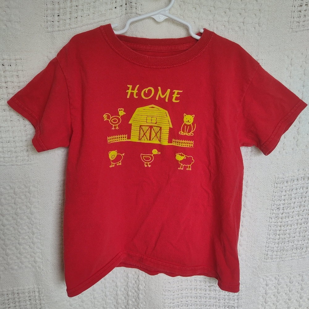 Farm Animal Barn Tee Shirt Red Approximately Size 5